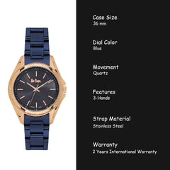 Lee Cooper Analouge Blue Round Dial Women's Watch -  LC06277.490