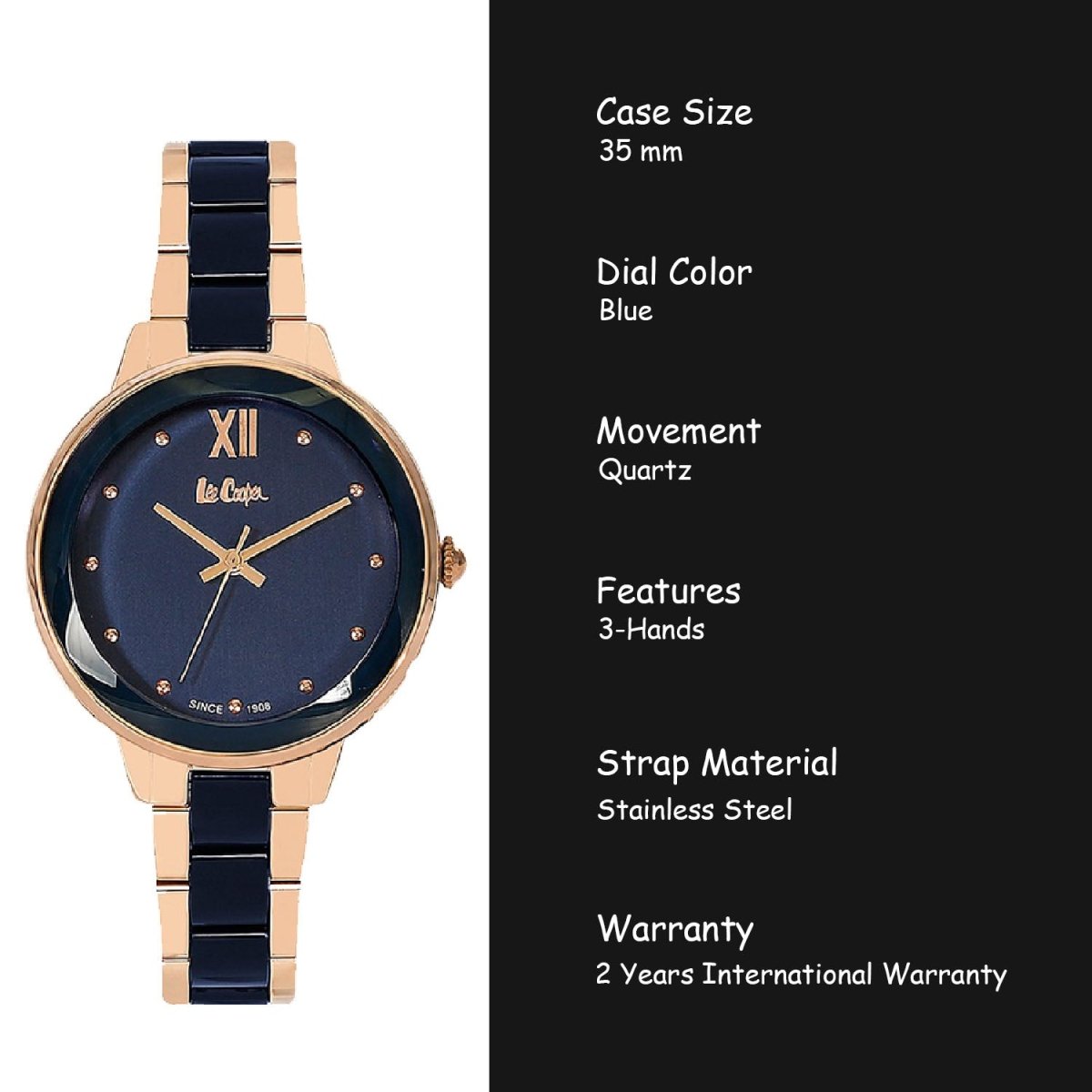 Lee Cooper Analouge Blue Round Dial Women's Watch - LC06465.990
