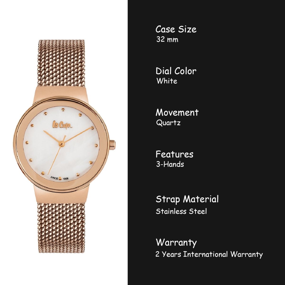 Lee Cooper Analouge White MOP Round Dial Women's Watch - LC06472.420