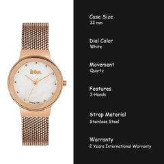 Lee Cooper Analouge White MOP Round Dial Women's Watch -  LC06472.420