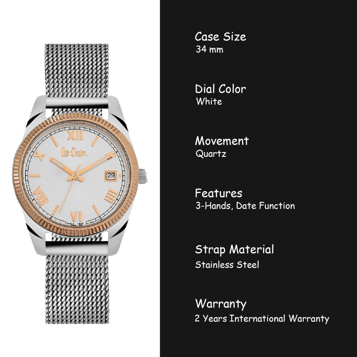 Lee Cooper Analouge Silver Round Dial Women's Watch - LC06523.530
