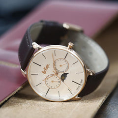 Lee Cooper MoonPhase Silver Round Dial Men's Watch - LC06536.432