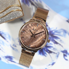 Lee Cooper Quartz Brown Mop Round Dial Women's Watch - LC06557.440