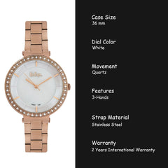 Lee Cooper Crystal White Round Dial Women's Watch -  LC06560.420