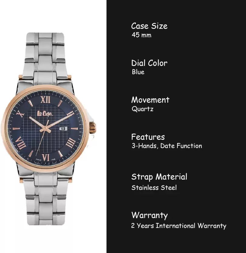 Lee Cooper Quartz Blue Round Dial Men's Watch - LC06622.590