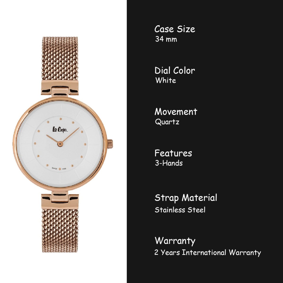 Lee Cooper Analouge Silver Round Dial Women's Watch - LC06630.430