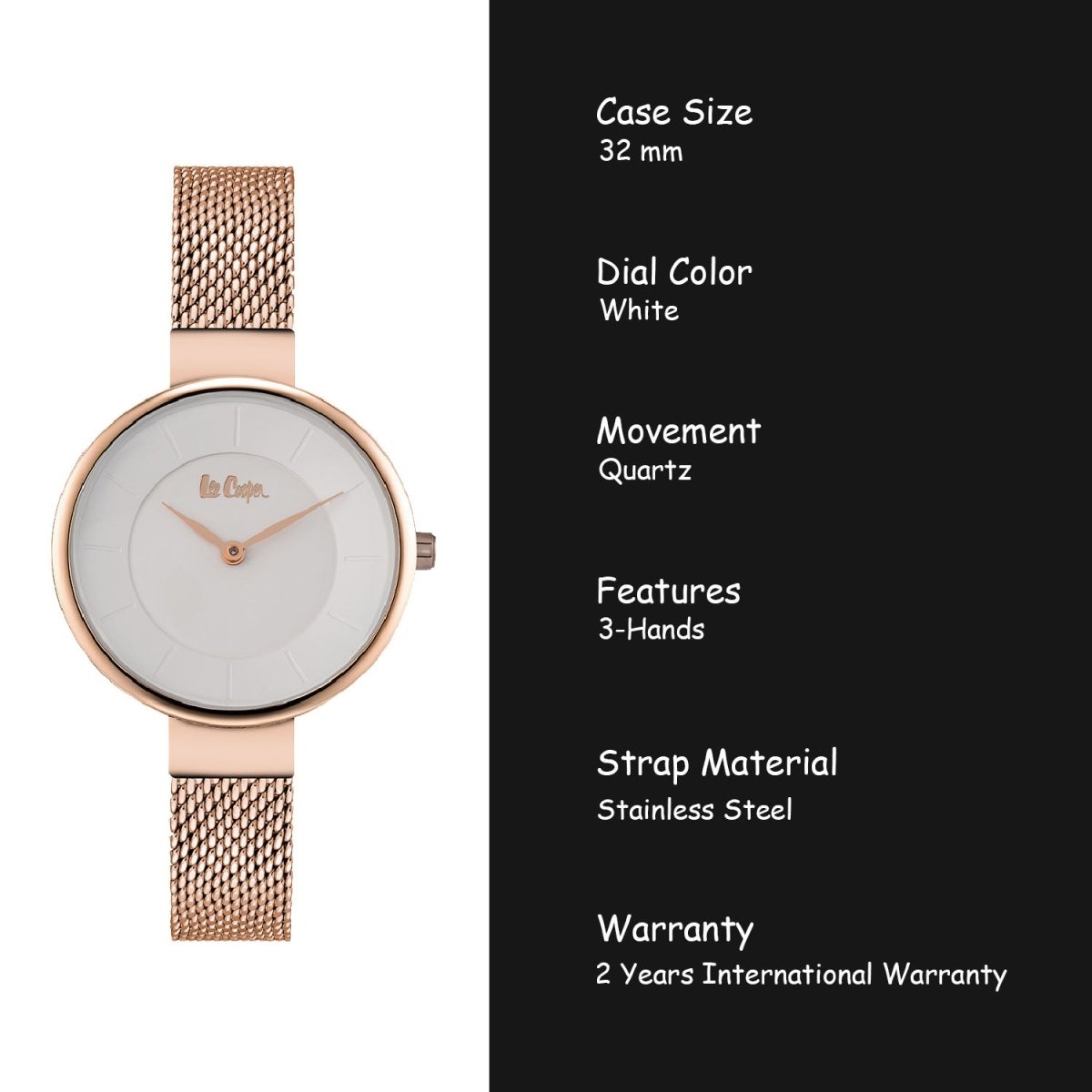 Lee Cooper Analouge White Round Dial Women's Watch - LC06631.430