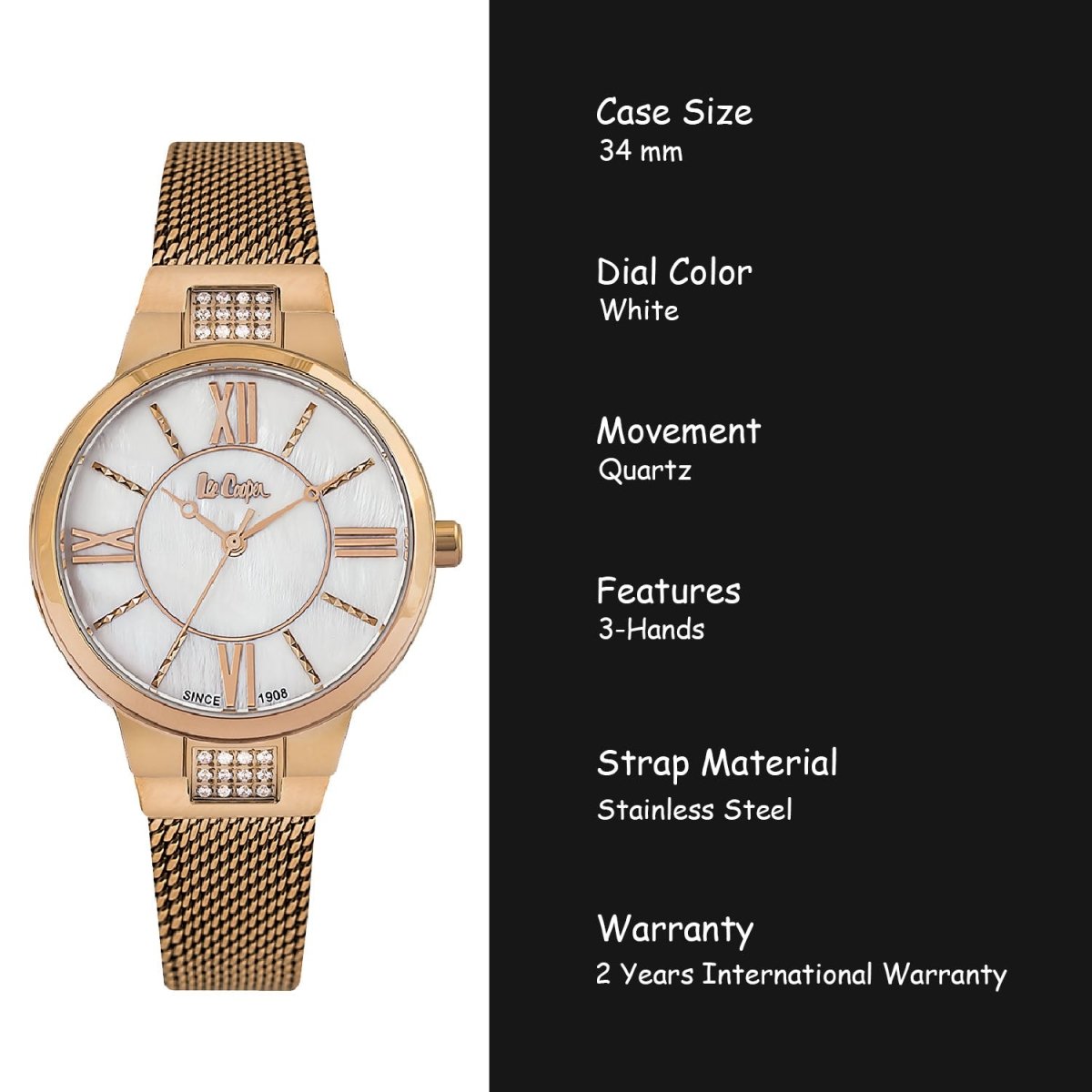 Lee Cooper Analouge Off White MOP Round Dial Women's Watch - LC06646.420