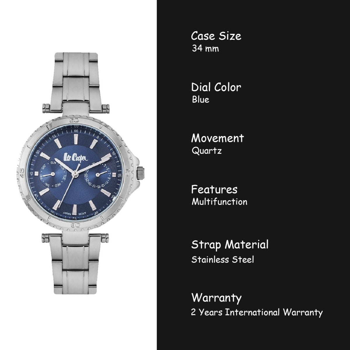 Lee Cooper Crystal Blue Round Dial Women's Watch - LC06668.390