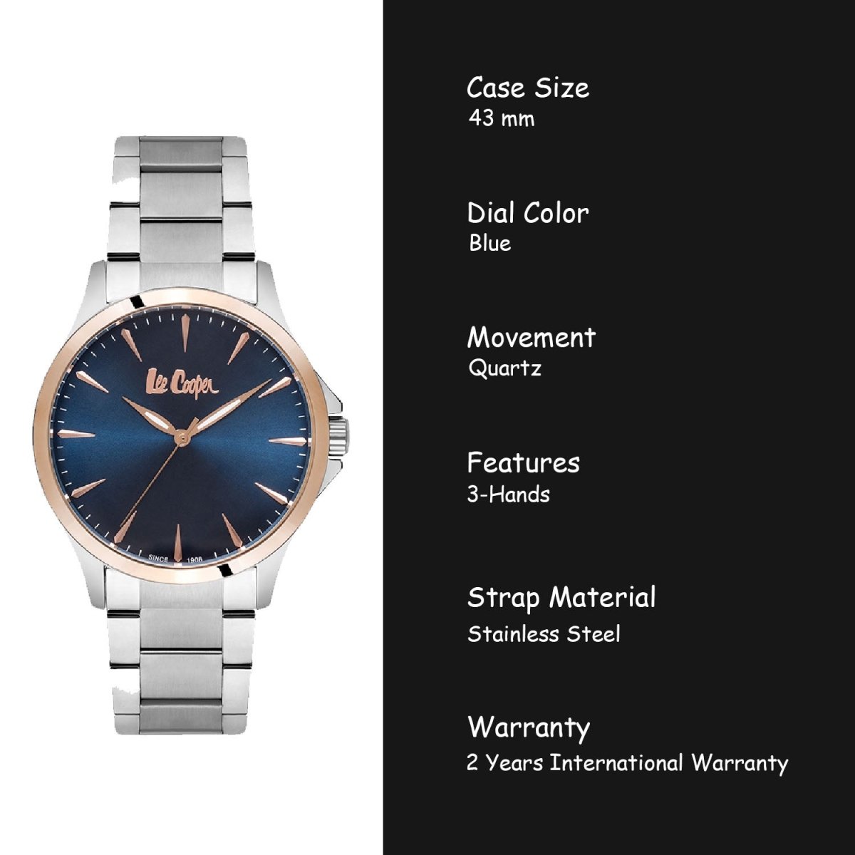 Lee Cooper Analouge Blue Round Dial Men's Watch - LC06696.590