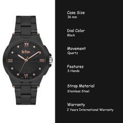 Lee Cooper Crystal Black Round Dial Women's Watch -  LC06701.450
