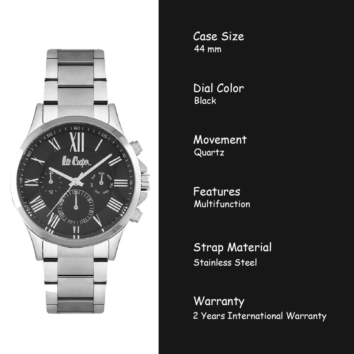 Lee Cooper Multifunction Black Round Dial Men's Watch - LC06890.350