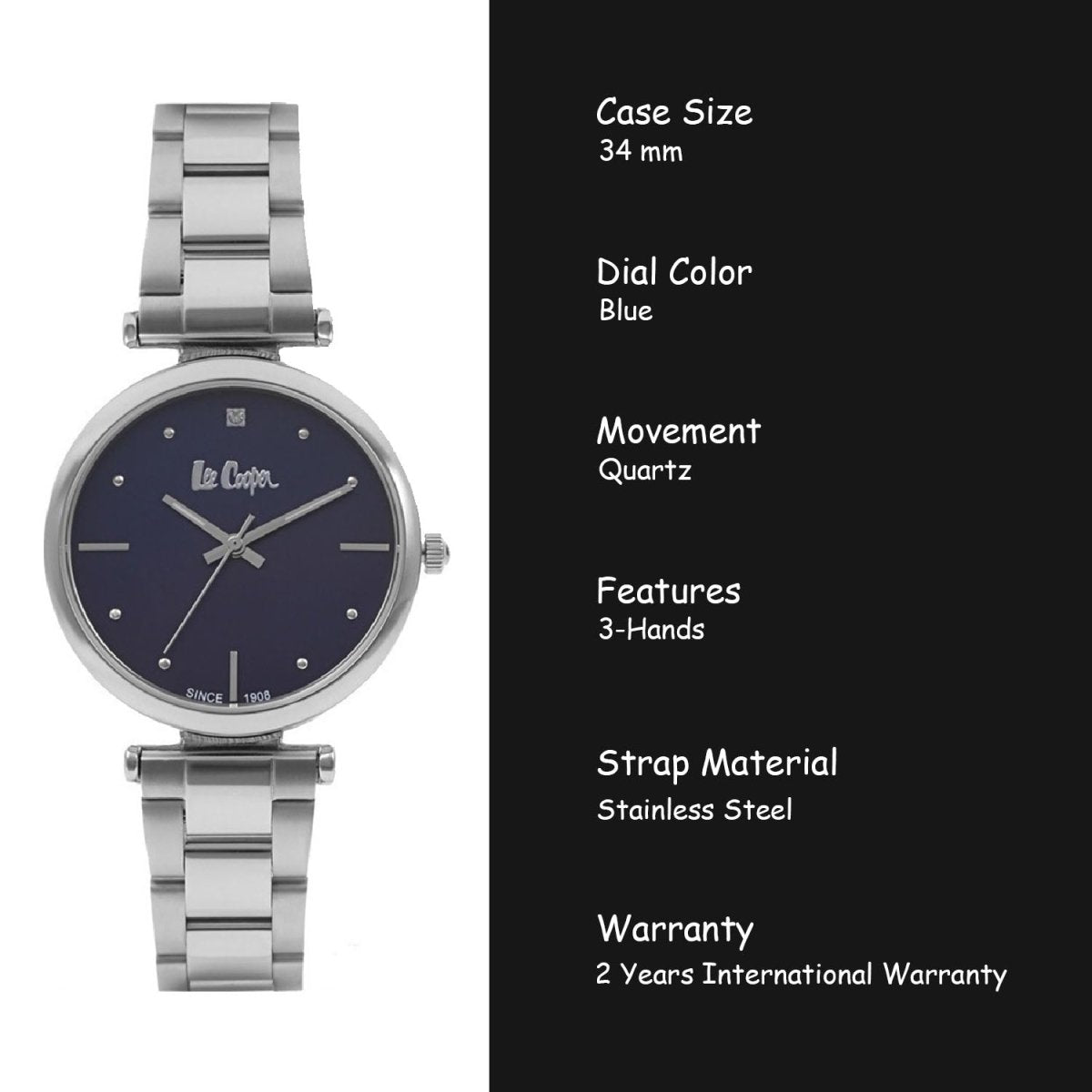 Lee Cooper Analouge Blue Round Dial Women's Watch - LC06896.390