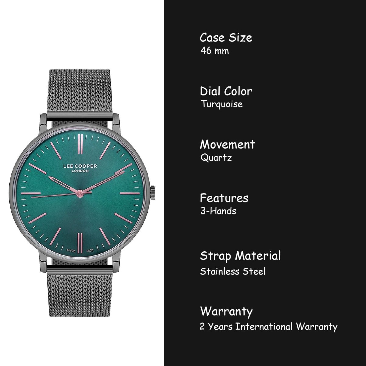 Lee Cooper Analouge Turquoise Round Dial Men's Watch - LC07159.090