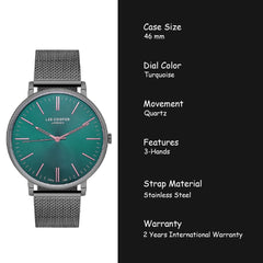 Lee Cooper Analouge Turquoise Round Dial Men's Watch -  LC07159.090
