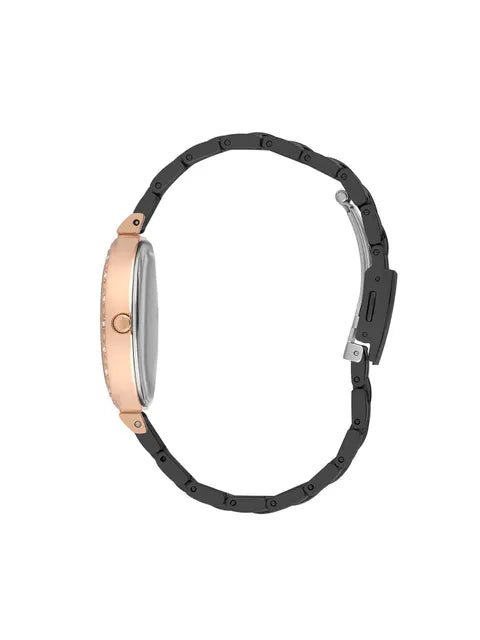 Lee Cooper Quartz Crystals Black Mop Round Dial Women's Watch - LC07230.450
