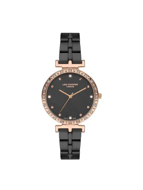 Lee Cooper Quartz Crystals Black Mop Round Dial Women's Watch - LC07230.450