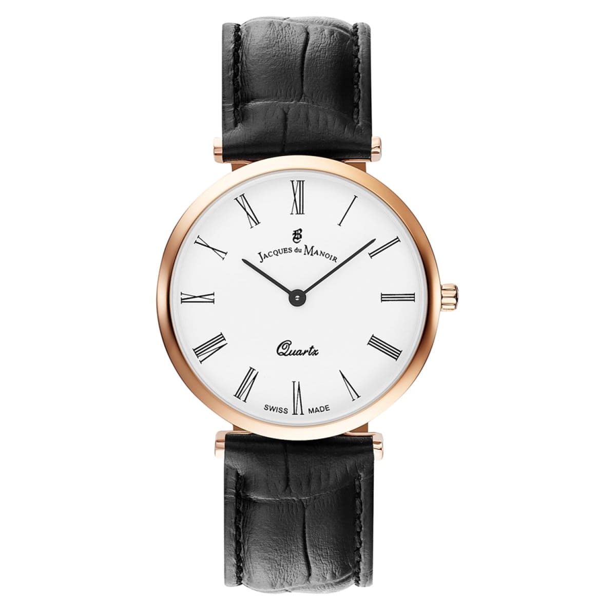 JACQUES DU MANOIR Classic Swiss Made Analogue White Round Dial Men's Watch- LOR.49
