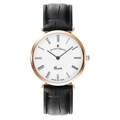 JACQUES DU MANOIR Classic Swiss Made Analogue White Round Dial Men's Watch- LOR.49