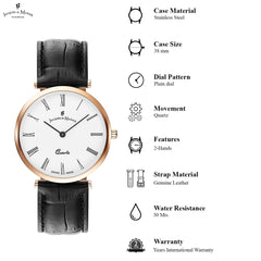 JACQUES DU MANOIR Classic Swiss Made Analogue White Round Dial Men's Watch- LOR.49