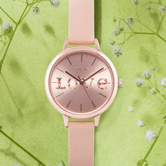 Oui & Me Fleurette Analogue Pink Round Dial Women's Watch- ME010018