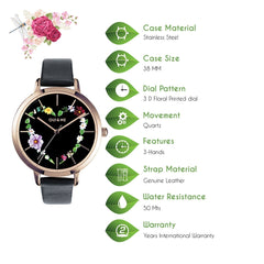 OUI & ME Grande Fleurette Analogue Black Round Dial Women's Watch- ME010030