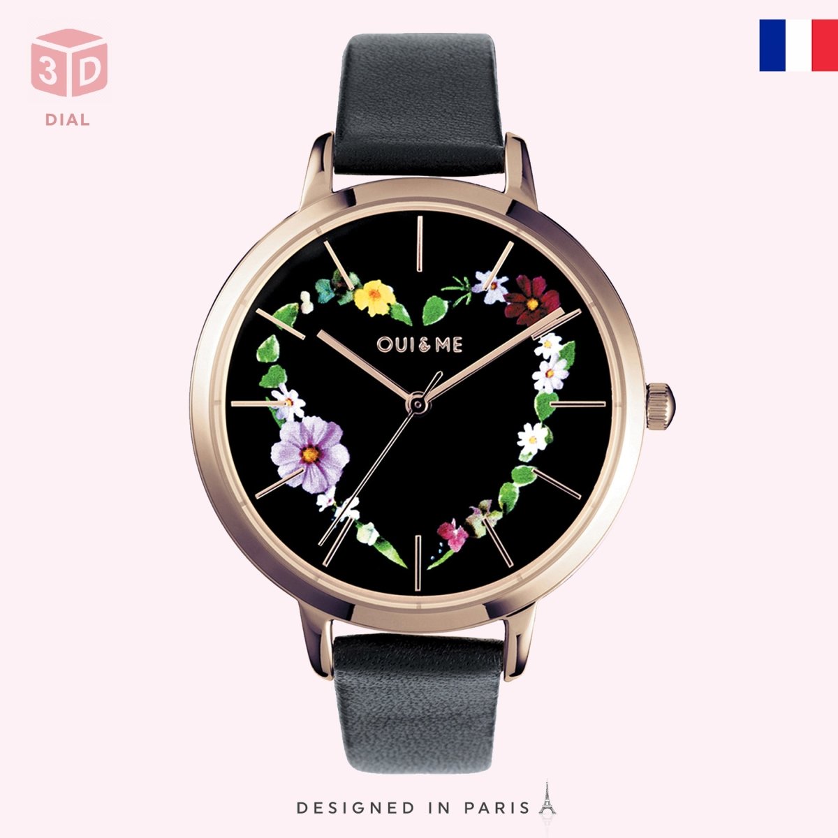 OUI & ME Grande Fleurette Analogue Black Round Dial Women's Watch- ME010030 