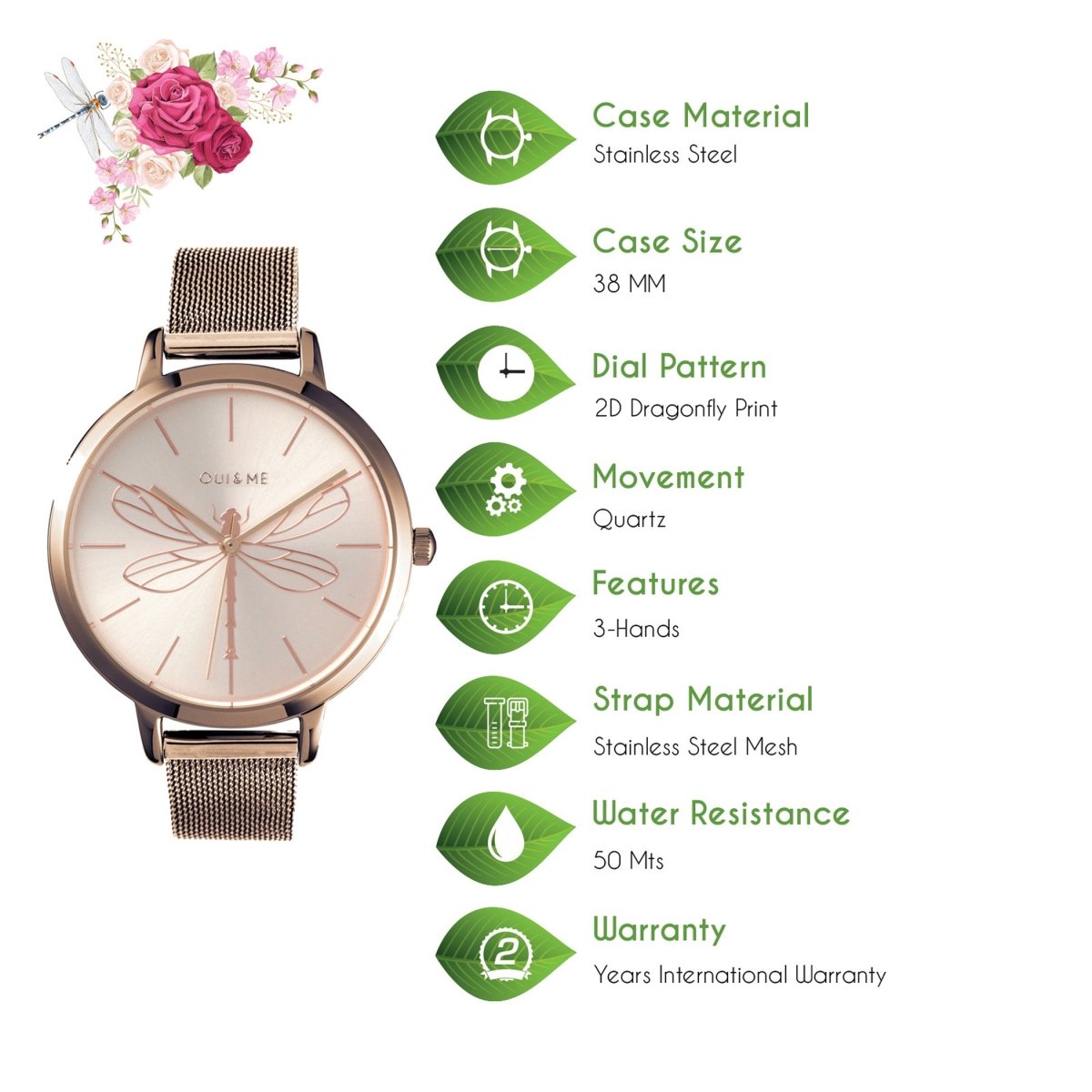 Oui & Me Grande Amourette Analogue Pink Round Dial Women's Watch- ME010035
