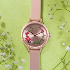 Oui & Me Fleurette Analogue Pink Round Dial Women's Watch- ME010038