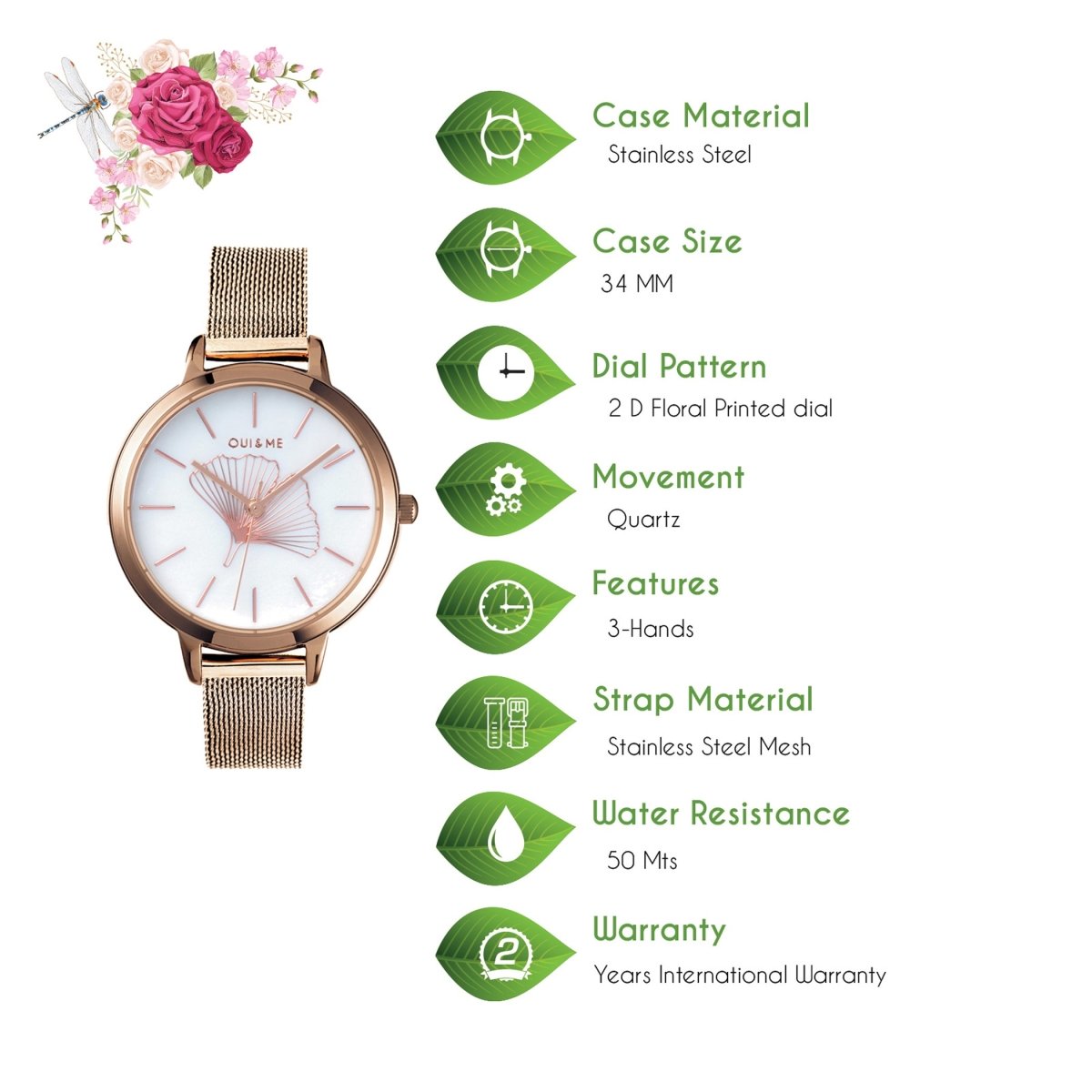 OUI & ME Amourette Analogue White Round Dial Women's Watch- ME010042 