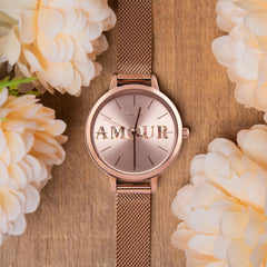 Oui & Me Fleurette Analogue Pink Round Dial Women's Watch- ME010043