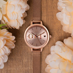 Oui & Me Petite Fleurette Analogue Pink Round Dial Women's Watch- ME010044