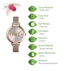 Oui & Me Petite Fleurette Analogue Pink Round Dial Women's Watch- ME010044