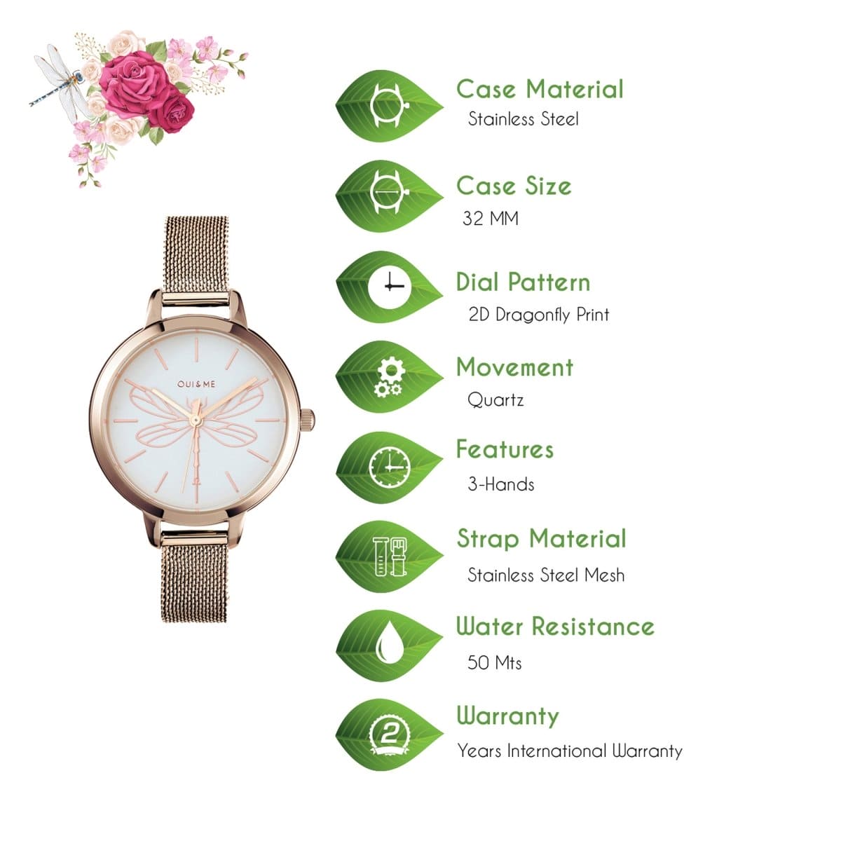 OUI & ME Petite Amourette Analogue White Round Dial Women's Watch- ME010046 