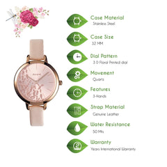 Oui & Me Petite Fleurette Analogue Pink Round Dial Women's Watch- ME010064