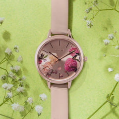 Oui & Me Fleurette Analogue Pink Round Dial Women's Watch- ME010076