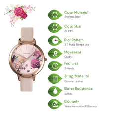 Oui & Me Fleurette Analogue Pink Round Dial Women's Watch- ME010076
