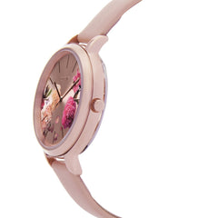 Oui & Me Fleurette Analogue Pink Round Dial Women's Watch- ME010076