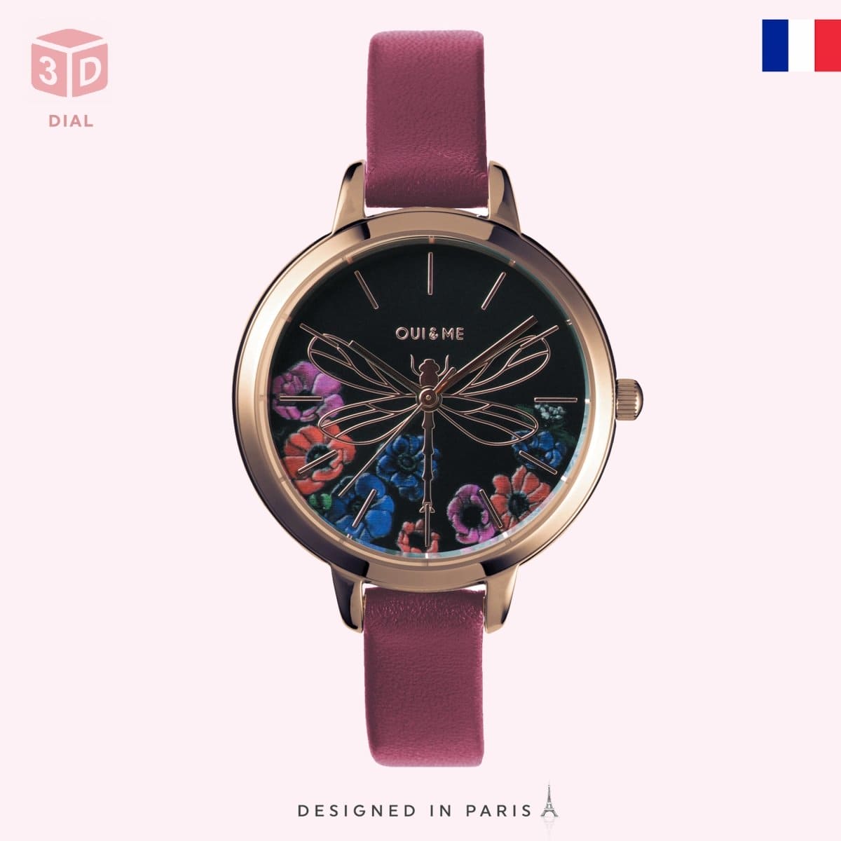 OUI & ME Petite Fleurette Analogue Black Round Dial Women's Watch- ME010093 