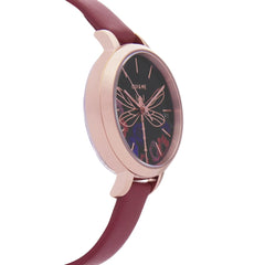 OUI & ME Petite Fleurette Analogue Black Round Dial Women's Watch- ME010093