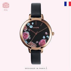 OUI & ME Petite Fleurette Analogue Black Round Dial Women's Watch- ME010097