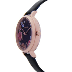 OUI & ME Petite Fleurette Analogue Black Round Dial Women's Watch- ME010097