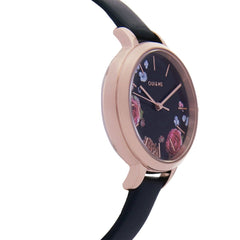 OUI & ME Petite Fleurette Analogue Black Round Dial Women's Watch- ME010097