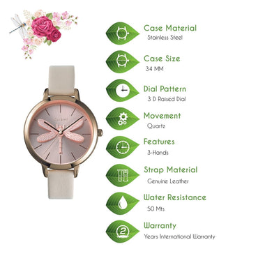Oui & Me Amourette Analogue Pink Round Dial Women's Watch- ME010100