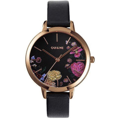 OUI & ME Fleurette Analogue Black Round Dial Women's Watch- ME010101