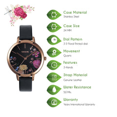 OUI & ME Fleurette Analogue Black Round Dial Women's Watch- ME010101