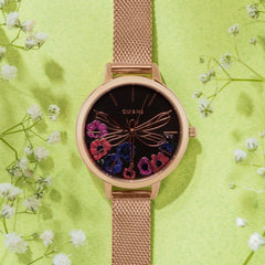 OUI & ME Fleurette Analogue Black Round Dial Women's Watch- ME010102
