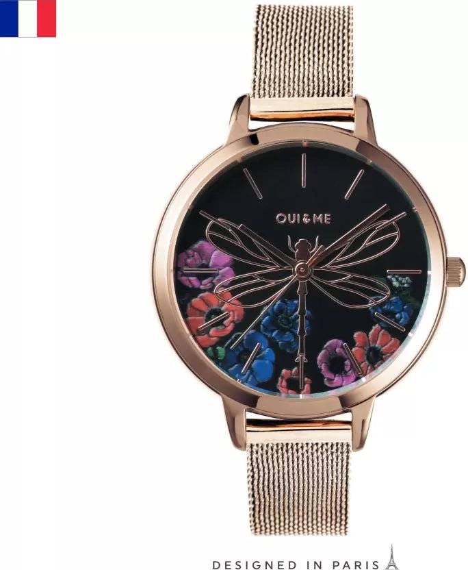 OUI & ME Fleurette Analogue Black Round Dial Women's Watch- ME010102 