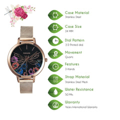 OUI & ME Fleurette Analogue Black Round Dial Women's Watch- ME010102