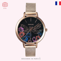 OUI & ME Fleurette Analogue Black Round Dial Women's Watch- ME010102